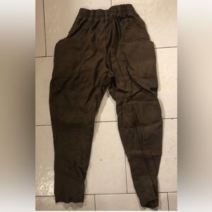elizabeth suzann dyed linen clyde work pants 0 S brown trouser ozma mansur free
